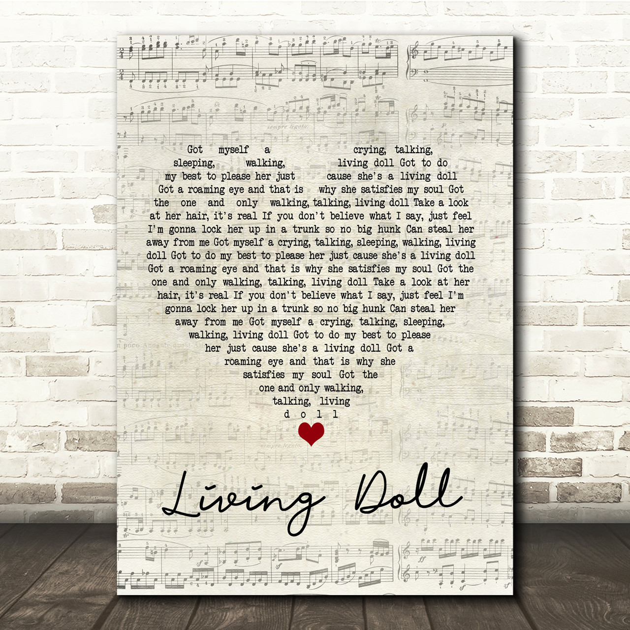 Cliff Richard and The Drifters Living Doll Script Heart Song Lyric Print